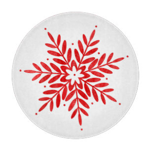 Red Watercolor Snowflake  Cutting Board