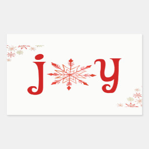 Red Watercolor Snowflake Joy Stickers