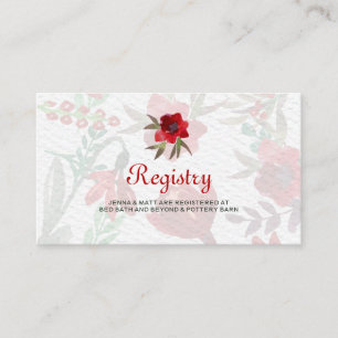 Red Watercolor Tulips Wedding Registry Card
