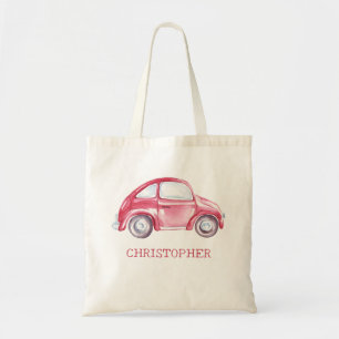 Red Watercolor Vintage Retro Buggy Bug Car Tote Bag