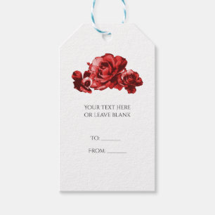 Red Watercolor Vintage Roses Elegant Floral Gift Tags