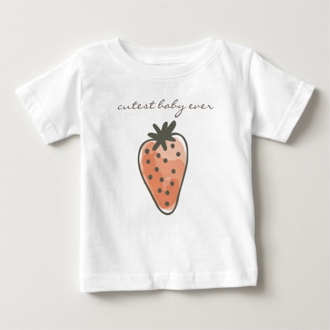 RED WATERCOLOUR STRAWBERRIES cutest baby ever T-Shirt (Front)
