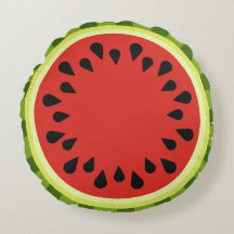 Red Watermelon Slice Round Pillow