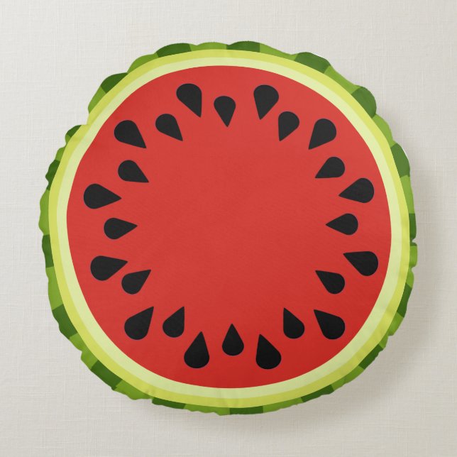 Red Watermelon Slice Round Pillow (Front)
