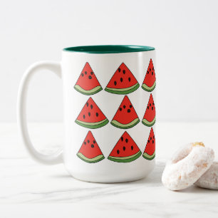 Red Watermelon Slices  Two-Tone Coffee Mug