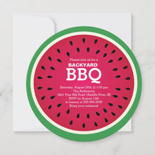 Red Watermelon Summer BBQ Invitation (Front)