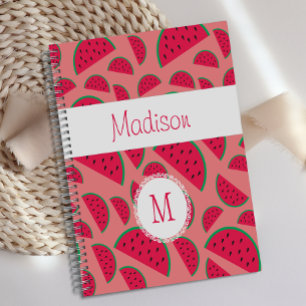 Red Watermelon Summer Fun Trendy Monogram Planner