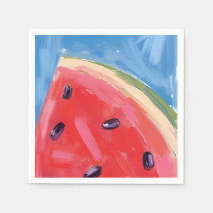 Red Watermelon Watercolor Fruit Painting Napkin