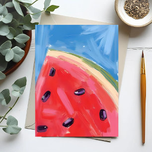 Red Watermelon   Watercolor Fruit Painting Postcard