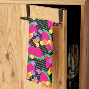 Red Watermelon Yellow Lemons Tropical Tea Towel