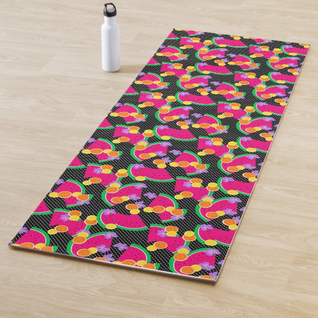 Red Watermelon Yellow Lemons Tropical Yoga Mat (In Situ)