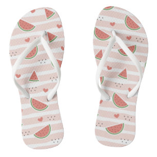 Red Watermelons, Hearts, Stripes, Summer Pattern Thongs