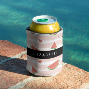 Red Watermelons, Hearts, Stripes, Your Name Can Cooler