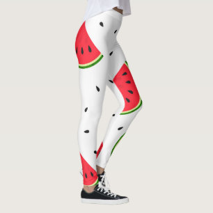 Red watermelons pattern leggings