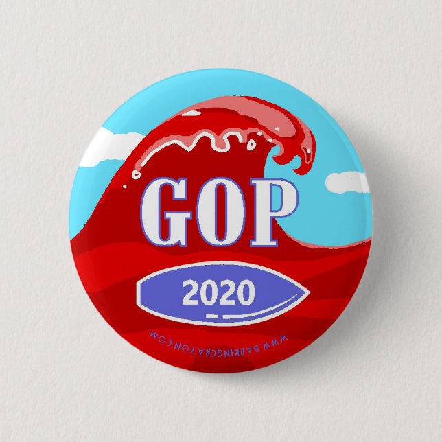 Red Wave 2020 6 Cm Round Badge (Front)