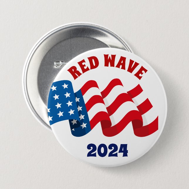 RED WAVE 2024 REPUBLICAN ELECTION 7.5 CM ROUND BADGE (Front & Back)
