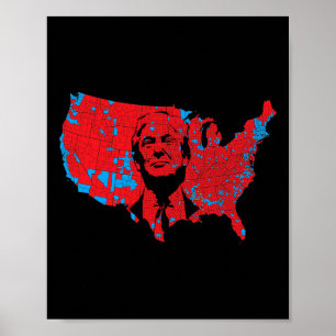 Red Wave Map Of Usa In The Trump 2024 Presidential Poster