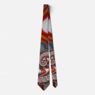 Red Waves 2 Abstract Fine Fractal Art Tie