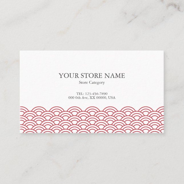 Red Waves "Seigaiha" WAGARA 名刺 Business Card (Front)