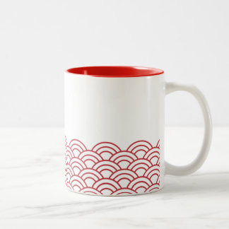 Red Waves "Seigaiha" WAGARA Two-Tone Coffee Mug