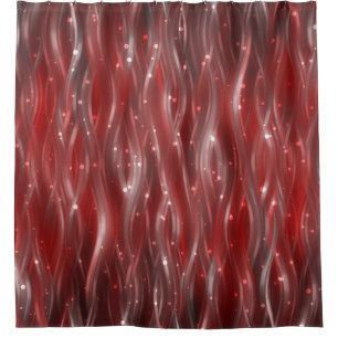 Red Waves Stars Abstract Background Shower Curtain