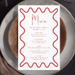 Red Wavy Border menu card with name<br><div class="desc">Designed to coordinate with our Wavy Border Collection, this modern menu card features the trendy & popular wavy border in red colour on white background. If you want to catch your guest's attention with a pop of colour on your trendy invitation, this suite is perfect for you. For more advanced...</div>