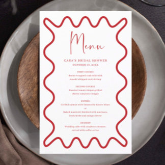 Red Wavy Border menu card with name