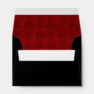 Red Wavy Circles Liner Fancy Black Envelopes