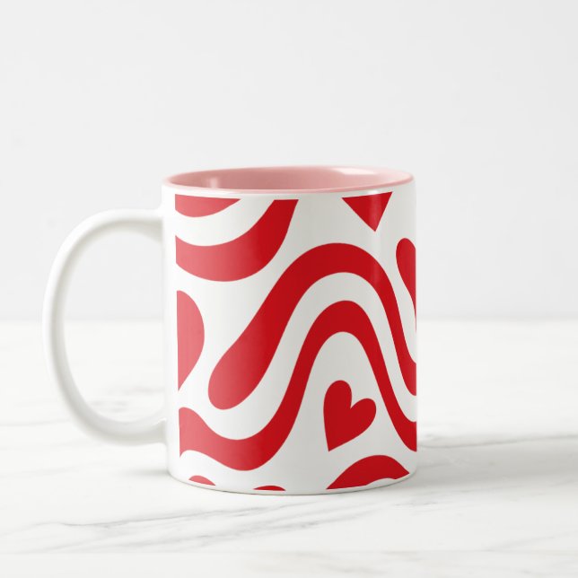 Red Wavy Heart Pattern Mug (Left)