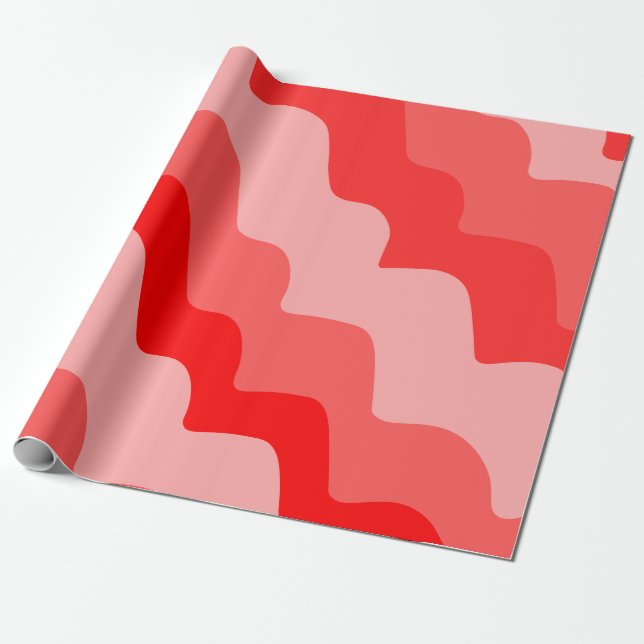 Red wavy ocean waves gradient  wrapping paper (Unrolled)