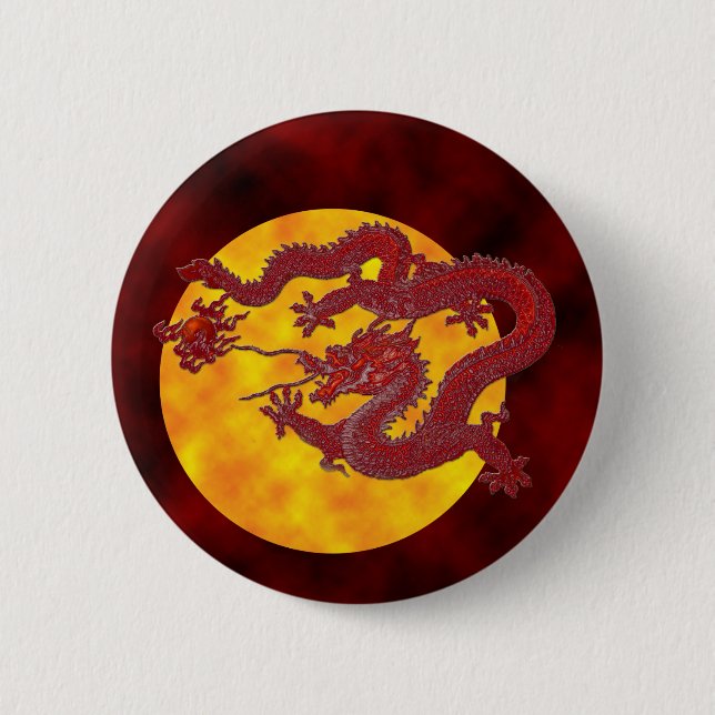 Red Wax Dragon 6 Cm Round Badge (Front)
