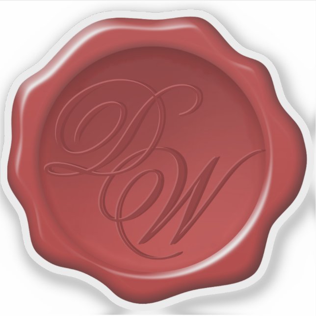 Red Wax Seal Monogram 2 Initials Elegant Script (Front)