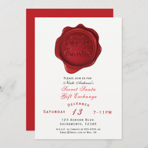 Red Wax Seal Secret Santa Holiday Christmas Party Invitation