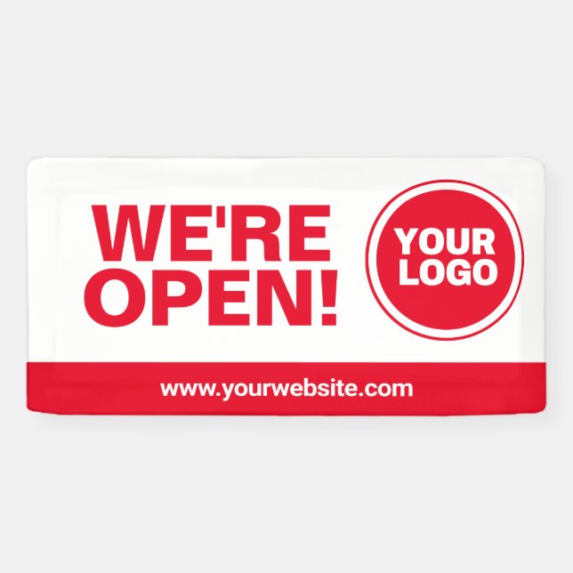 Red we are open template business banner sign (Horizontal)