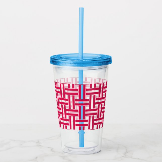Red Weave Cold Drinks Tumbler with Straw (Front)
