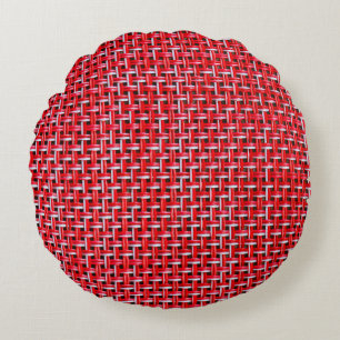 Red weave seamless texture of bamboo wicker rattan round cushion