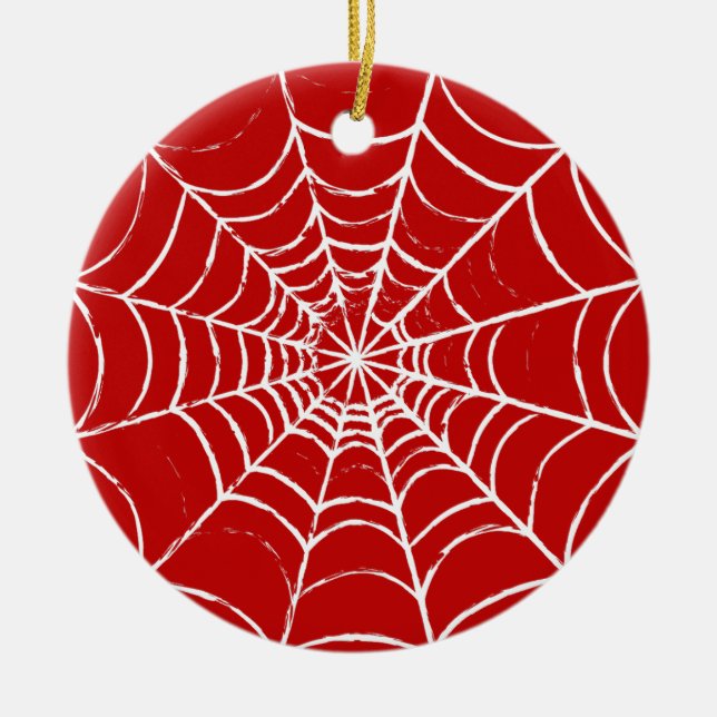 Red Web Ceramic Ornament (Front)