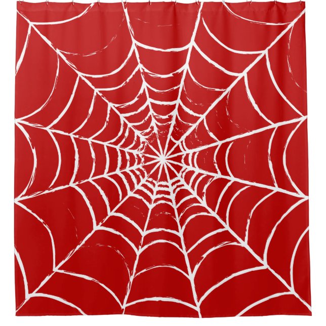 Red Web Shower Curtain (Front)