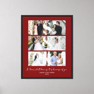 Red Wedding 6 Photo Collage Monogram Names Canvas Print