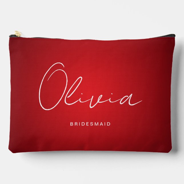 Red Wedding Bridesmaid Custom Accessory Pouch (Front)