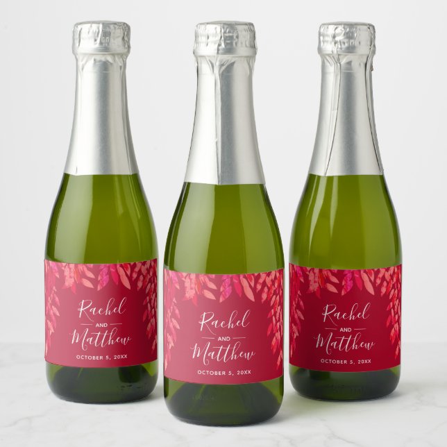 Red Wedding Celebration Mini Sparkling Wine Sparkling Wine Label (Bottles)