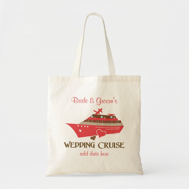 Red Wedding Cruise Tote Bag Customisable (Front)