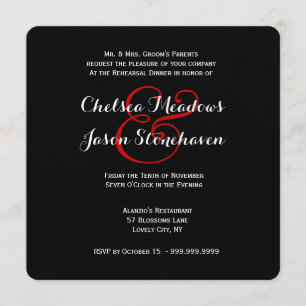 RED Wedding Damask Lace Rehearsal Dinner 7 Invitation