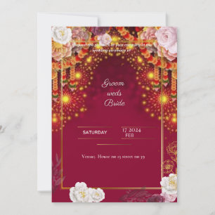 Red Wedding digital invitation e card design