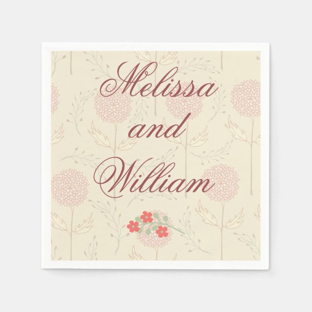 Red Wedding Flowers Napkin (Front)