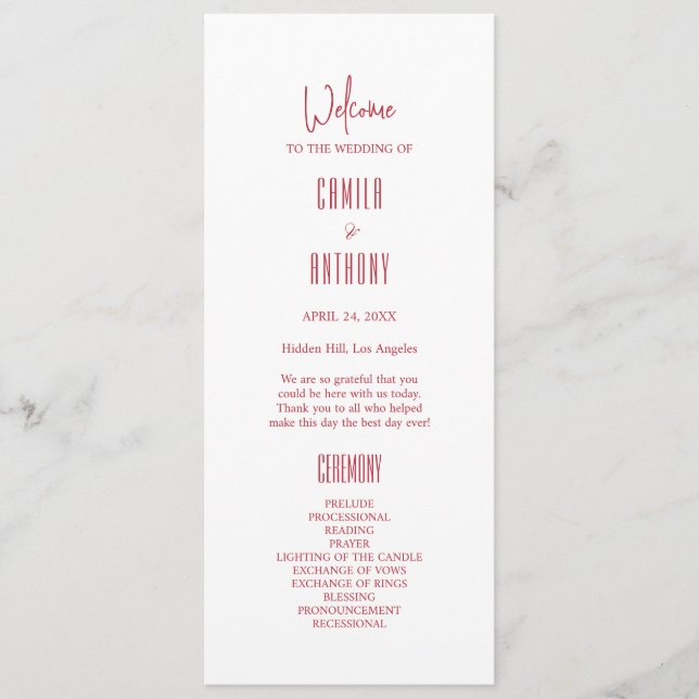 Red Wedding Program (Front)
