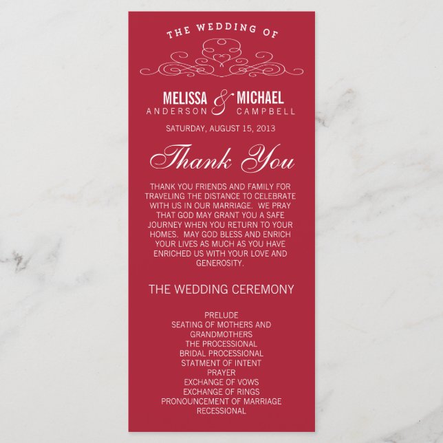 RED WEDDING PROGRAM  | VINTAGE ELEGANCE (Front)
