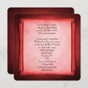 Red Wedding Vow Renewal Scroll Invitation