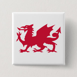 Red Welsh Dragon 15 Cm Square Badge
