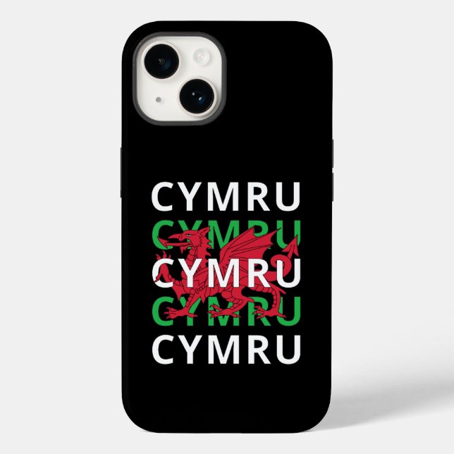 Red Welsh Dragon Cymru Repeating Text Wales Roots Case-Mate iPhone Case (Back)